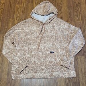 Women’s Wrangler Retro Brown Floral Pattern Hoodie Medium Cowgirl Pullover B86